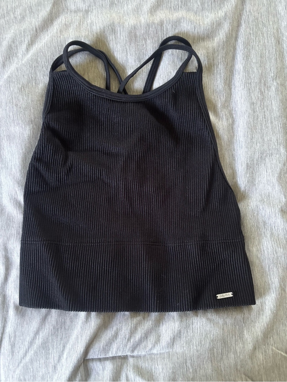 Black Ribbed Strappy Tank Top